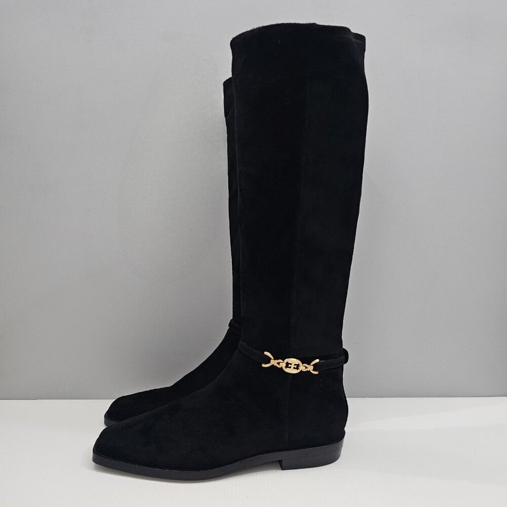 Sam Edelman Clive Knee High Boot Womens 8 Black Suede Riding Tall Equestrian NEW